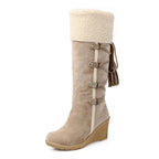 Damen Wedge-Stiefel mit gefüttertem Schaft und modischer Schnürung R&B