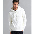 Herren stylischer Strickpullover mit Kapuze und Knopfdetails R&B