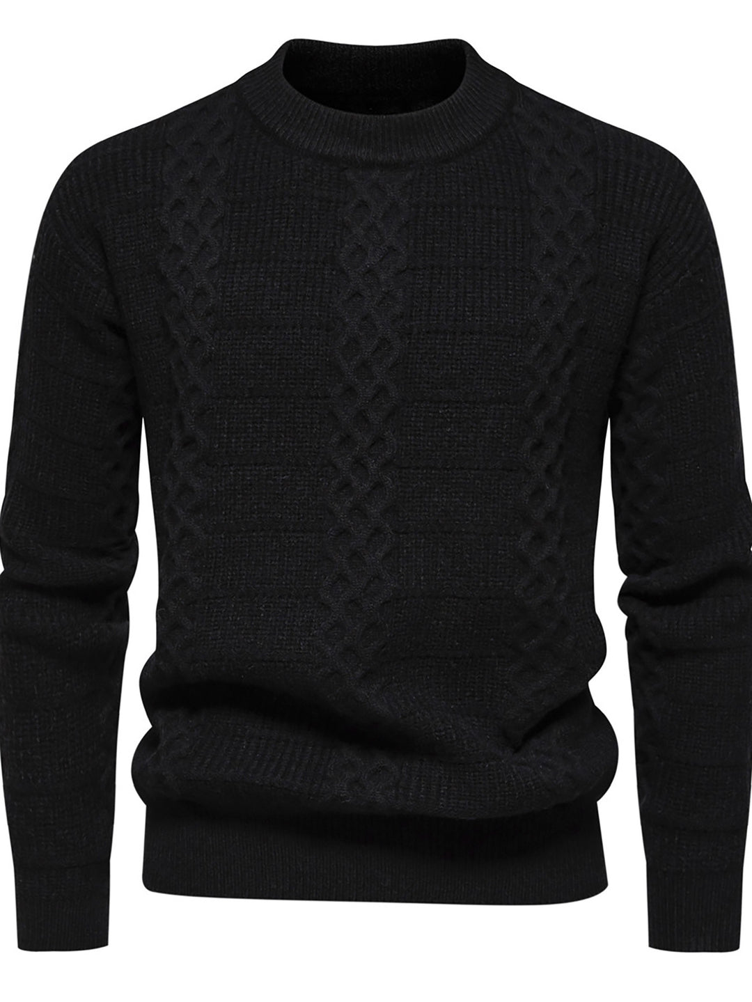 Herren Strukturierter Strickpullover mit hohem Kragen R&B