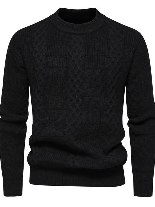 Herren Strukturierter Strickpullover mit hohem Kragen R&B
