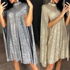 Damen elegantes glitzerndes Abendkleid mit weitem Schnitt und schimmerndem Look EB