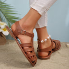 Damen komfortable Riemchen-Sandalen mit verstellbarem Fußbett und eleganter Schnallenverzierung R&B
