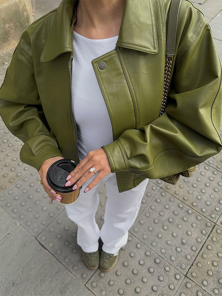Damen Lässige Übergangsjacke mit voluminösen Ärmeln R&B