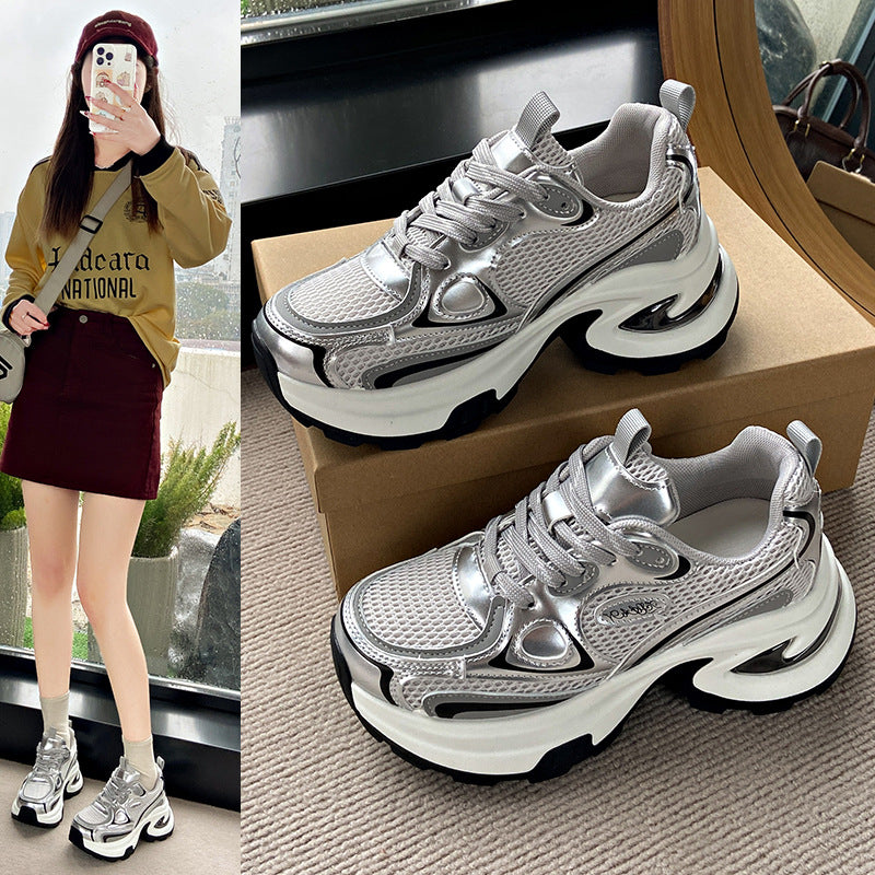 Damen sportive Chunky Sneakers mit atmungsaktivem Mesh-Obermaterial und dämpfender Sohle R&B