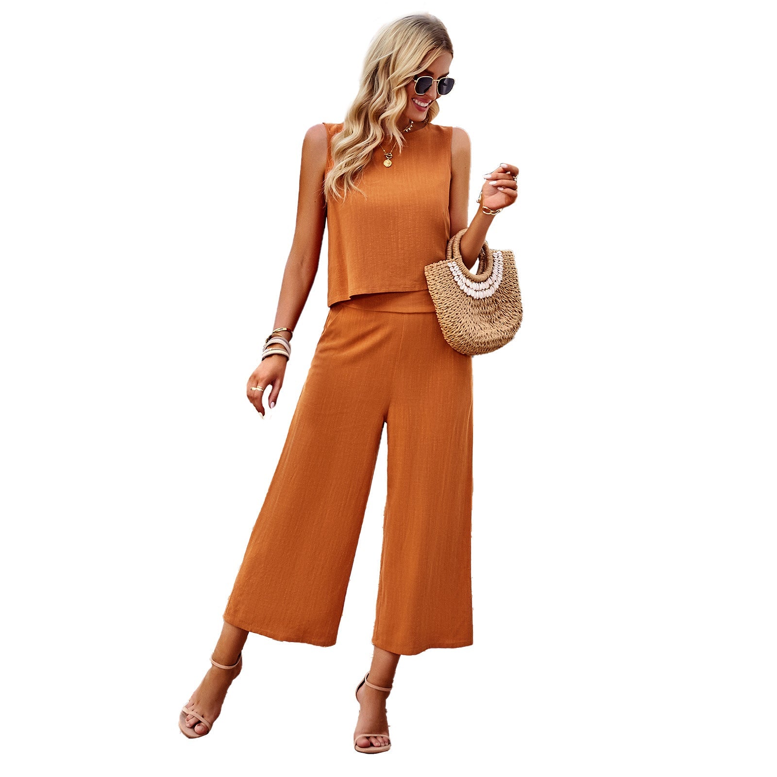 Damen Cropped Top und Palazzo-Hose Set R&B