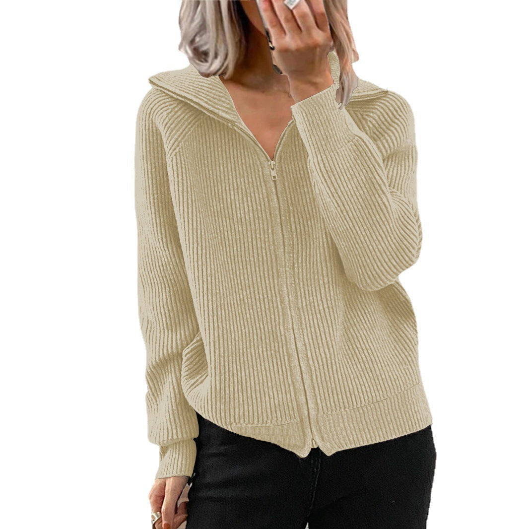 Damen Strickjacke mit Kapuze und strukturiertem Rippdesign R&B