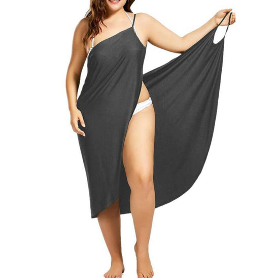 Damen nan vielseitiges Strand-Pareo-Wickelkleid mit Spaghettiträgern und asymmetrischem Saum R&B