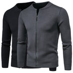 Herren stylische Strickjacke mit modernem Zipper und hohem Kragen