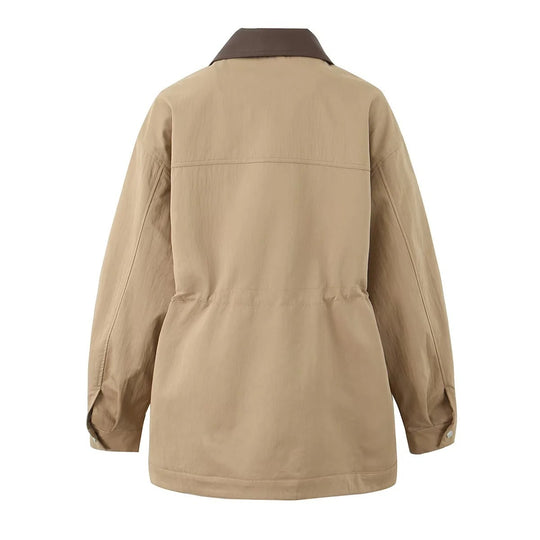 Damen Windbreaker Jacke mit bequemer Tailleinstellung und extra großen Taschen R&B
