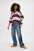 Damen Freizeit-Hemd im maritimen Streifenlook mit sportlichem Kragen und innovativen Details R&B