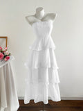 Damen langes Strandkleid mit voluminösen Rüschendetails R&B