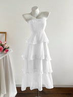 Damen langes Strandkleid mit voluminösen Rüschendetails R&B