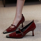 Damen elegante Slingback-Pumps mit spitzem Zehenbereich und glitzerndem Obermaterial R&B