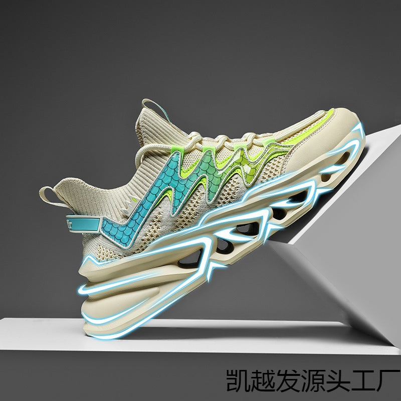 Damen Sportliche Laufsneaker mit innovativem Wellenmuster und atmungsaktiver Struktur R&B