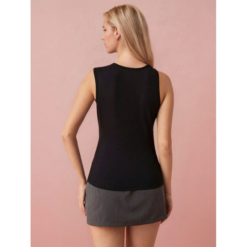 Damen Sportliches Tank-Top mit gefaltetem Ausschnitt und asymmetrischem Schnitt R&B