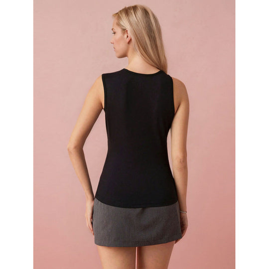 Damen Sportliches Tank-Top mit gefaltetem Ausschnitt und asymmetrischem Schnitt R&B