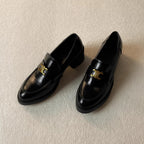Damen modische Loafers mit elegantem Blockabsatz und dekorativem Schnallenakzent R&B