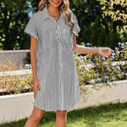 Damen Hemdblusenkleid mit feinen Streifen und praktischen Taschen R&B