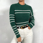 Damen gestrickter Pullover mit stylishem Streifenmuster R&B