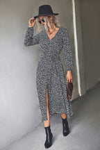 Damen Maxikleid mit elastischem Taillenbund und floralen Mustern R&B