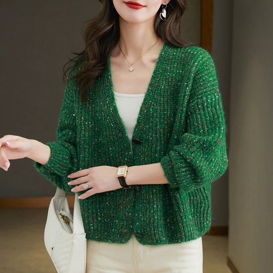 Damen Kuscheliger Grobstrick-Cardigan mit Knopfdetail und weitem Schnitt R&B