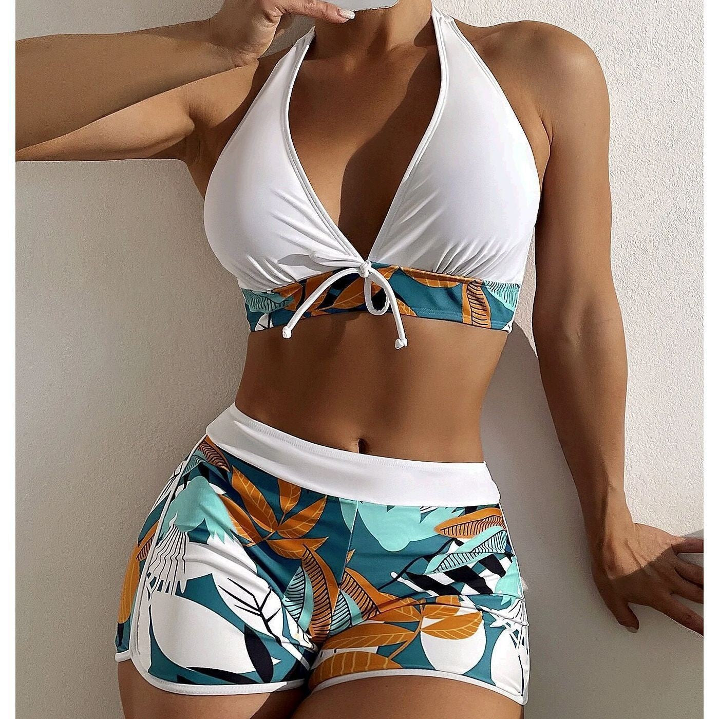 Damen Bikini-Set mit verspieltem Pflanzenmuster R&B