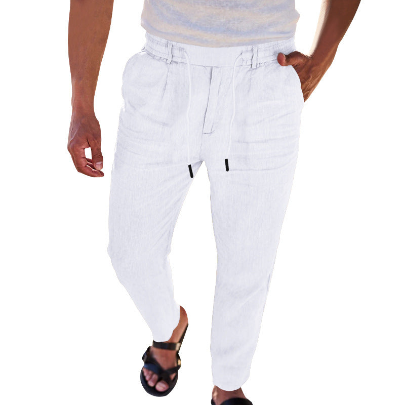 Herren lässige Leinenhose mit elastischem Bund und praktischen Seitentaschen R&B