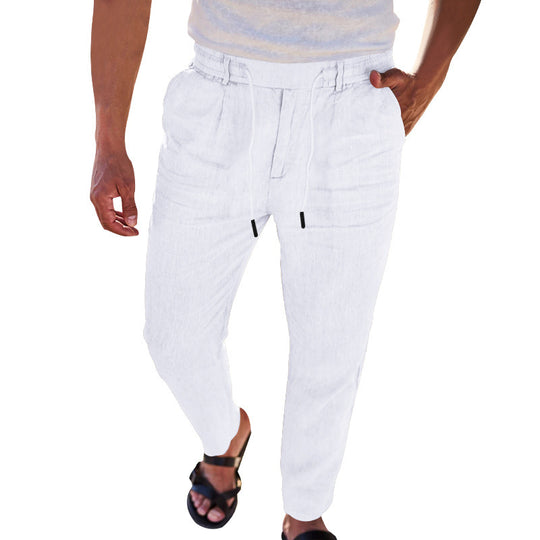 Herren lässige Leinenhose mit elastischem Bund und praktischen Seitentaschen R&B