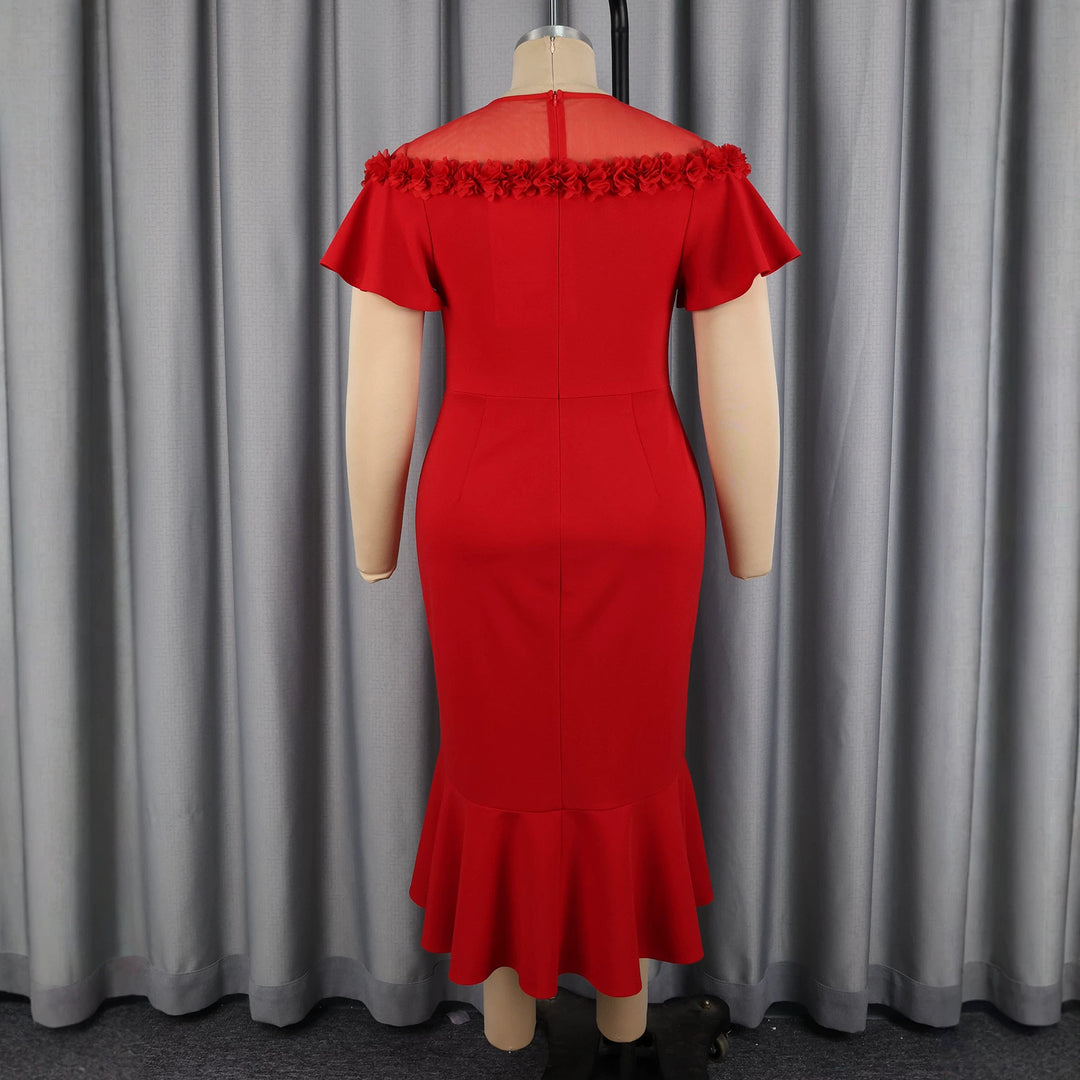 Damen Elegantes Kleid mit floralem Akzent und schwingendem Saum R&B