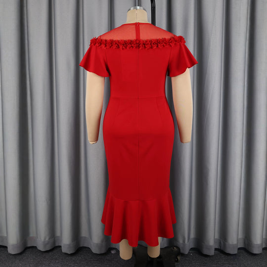 Damen Elegantes Kleid mit floralem Akzent und schwingendem Saum R&B