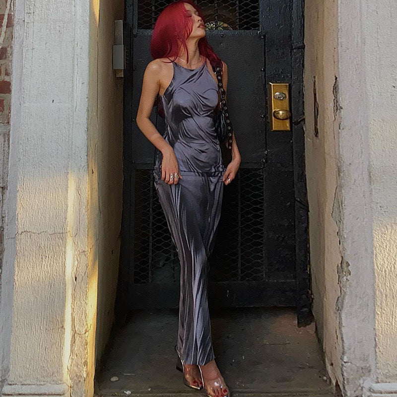 Damen Elegantes Maxikleid mit transparenten Details und raffiniertem Drapierungsdesign R&B