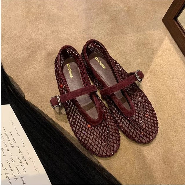 Damen elegante Ballerinas mit dekorativem Strassbesatz R&B