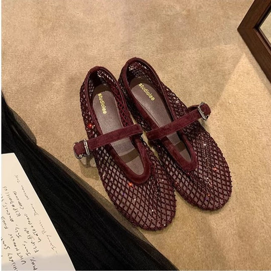 Damen elegante Ballerinas mit dekorativem Strassbesatz R&B