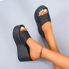 Damen Wedge-Pantoletten mit funkelndem Glamour-Design R&B