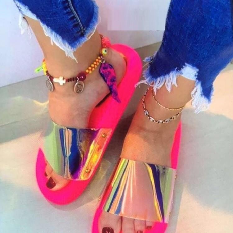 Damen modische Plateau-Sandalen mit funkelnden Metallelementen R&B