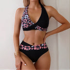 Damen Hochgeschnittener Triangel-Bikini mit Leopardenmuster R&B