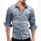Herren Denim Hemd mit stylishen Pattentaschen und modischem Slim-Fit