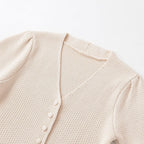 Damen Kurzarm Strickjacke mit V-Ausschnitt und feiner Struktur R&B