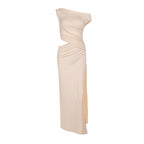 Damen Elegantes Maxikleid mit asymmetrischem Schnitt und Drapierungsdetails R&B