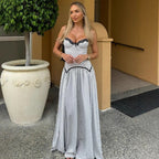 Damen Maxikleid mit gepunktetem Design und Spitzendetails R&B