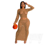 Damen Maxi-Kleid aus transparentem Häkelmaterial mit Cut-Out-Details R&B