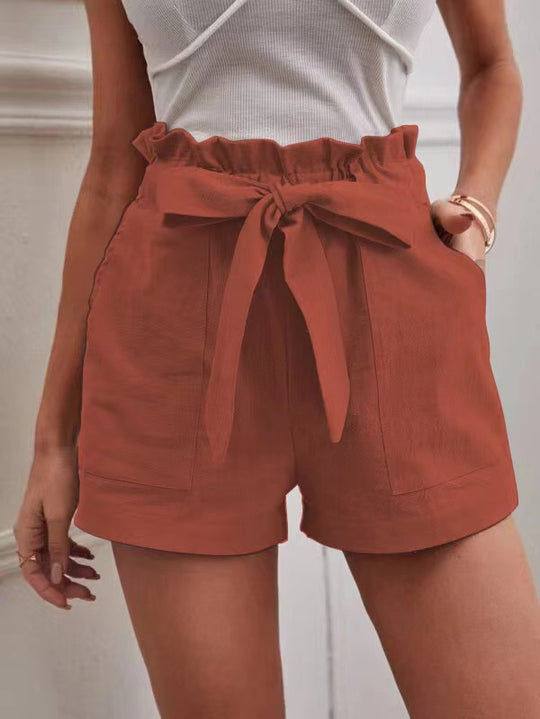 Damen Tailored Shorts mit Krawatte und praktischen Taschen R&B