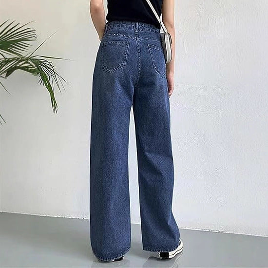 Damen Weite High-Waist Jeans mit praktischen Taschen