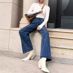 Damen Weit geschnittene high-waist Jeans mit klassischem Look R&B