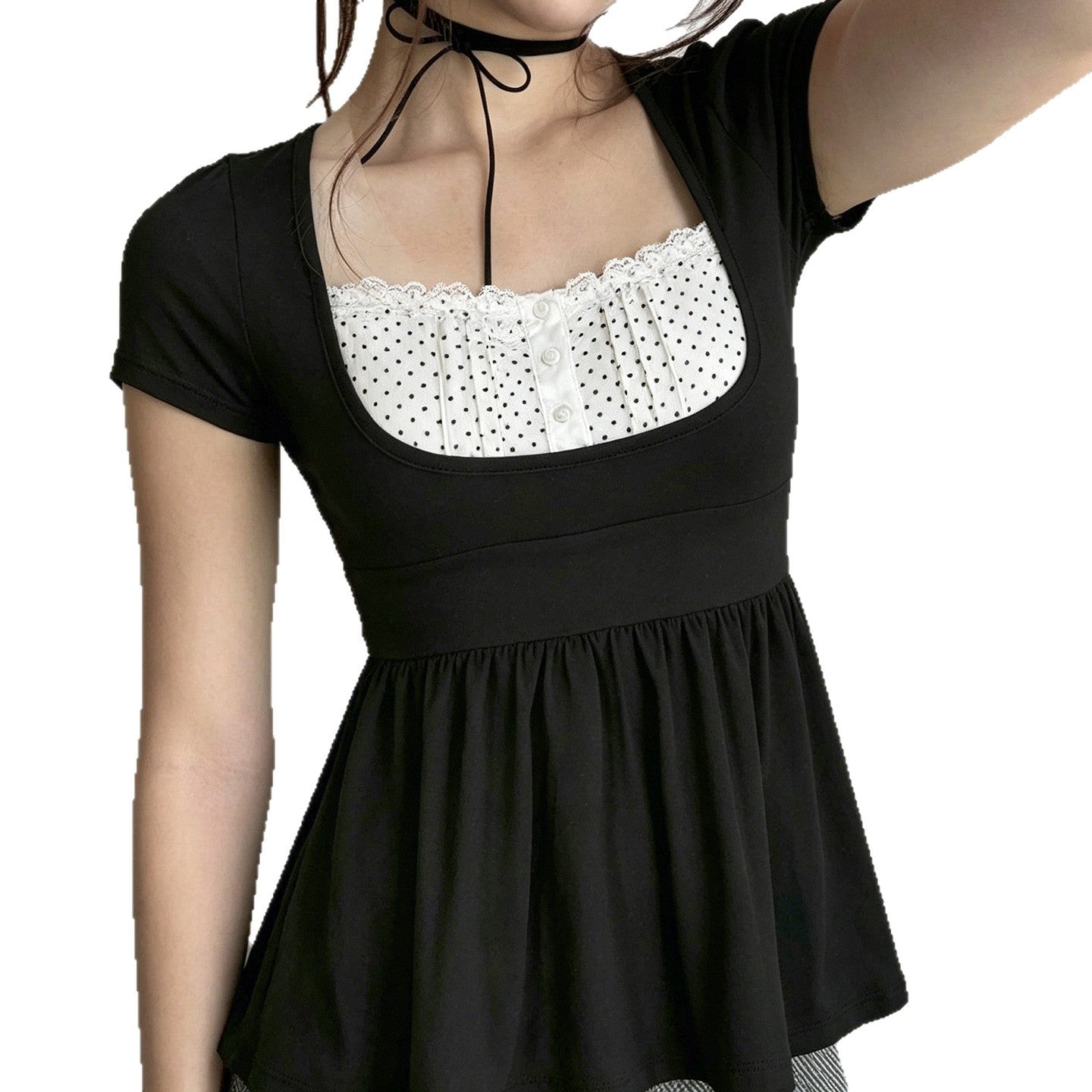 Damen Elegantes Minikleid mit Herz-Ausschnitt und verspieltem Rüschendesign R&B