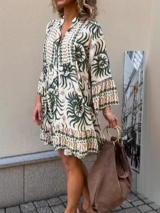Damen Sommerkleid mit voluminösen Ärmeln und floralem Muster Heidi-Mode