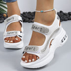 Damen Sportliche Sandalen mit verstellbaren Riemen und modischem Strass-Design R&B
