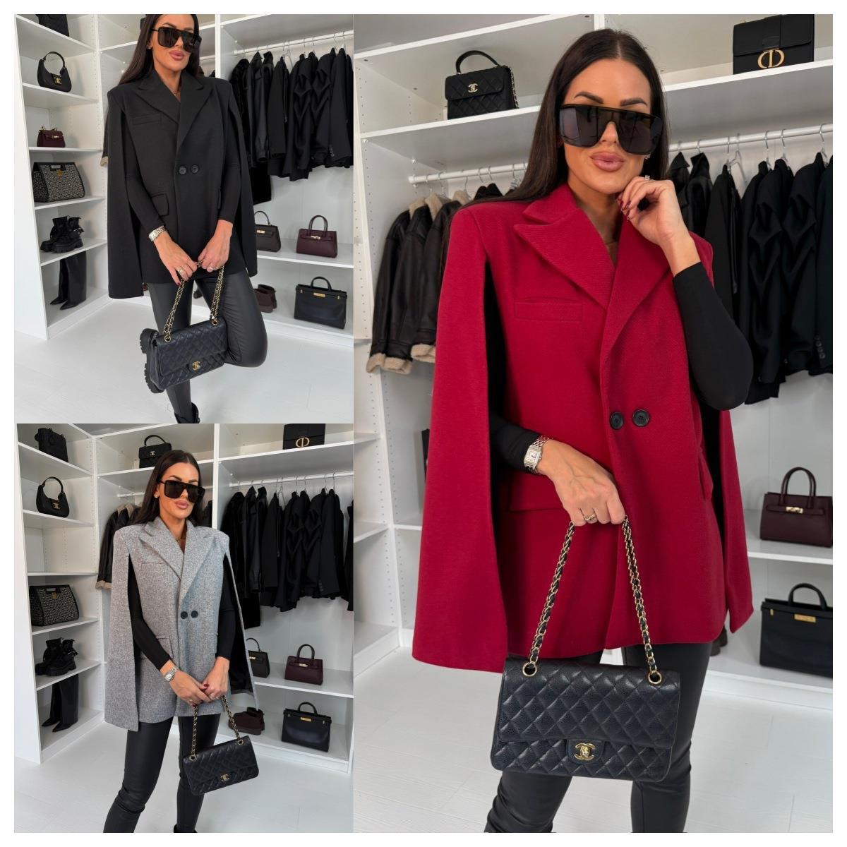 Damen modischer Cape-Blazer mit doppelter Knopfleiste R&B
