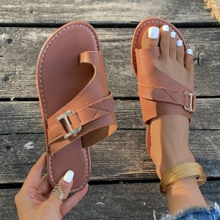 Damen Komfortable Zehentrenner-Sandalen mit eleganter Schnallenverzierung R&B