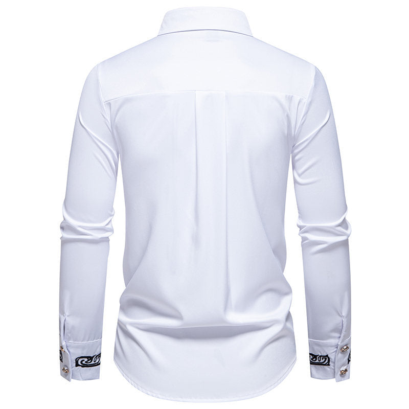 Herren elegante Langarmhemd mit kunstvollem Kragen